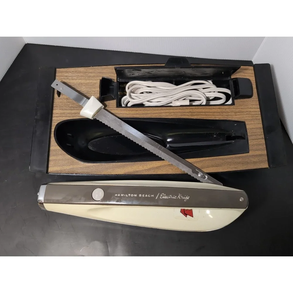 Vintage Hamilton Beach Electric Knife Set Model #270 W/Storage Tray - Works